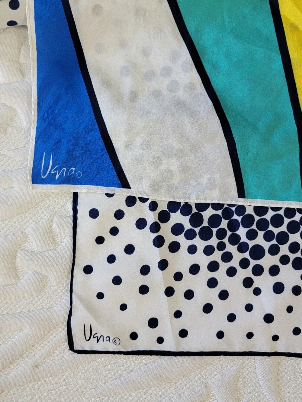 Pair Of Vintage VANA 100% Silk Scarves Colorful Abstract 1 Rectangle 1 Square